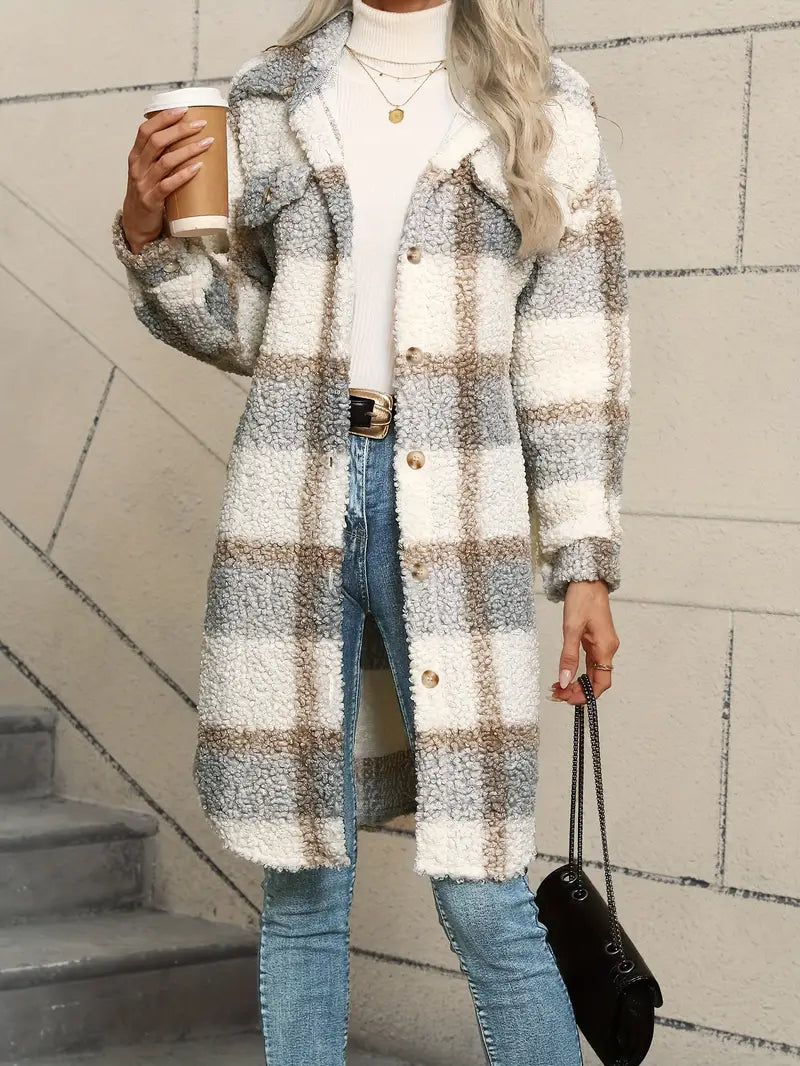 Isabelle™ | Comfortable Checked Teddy Jacket