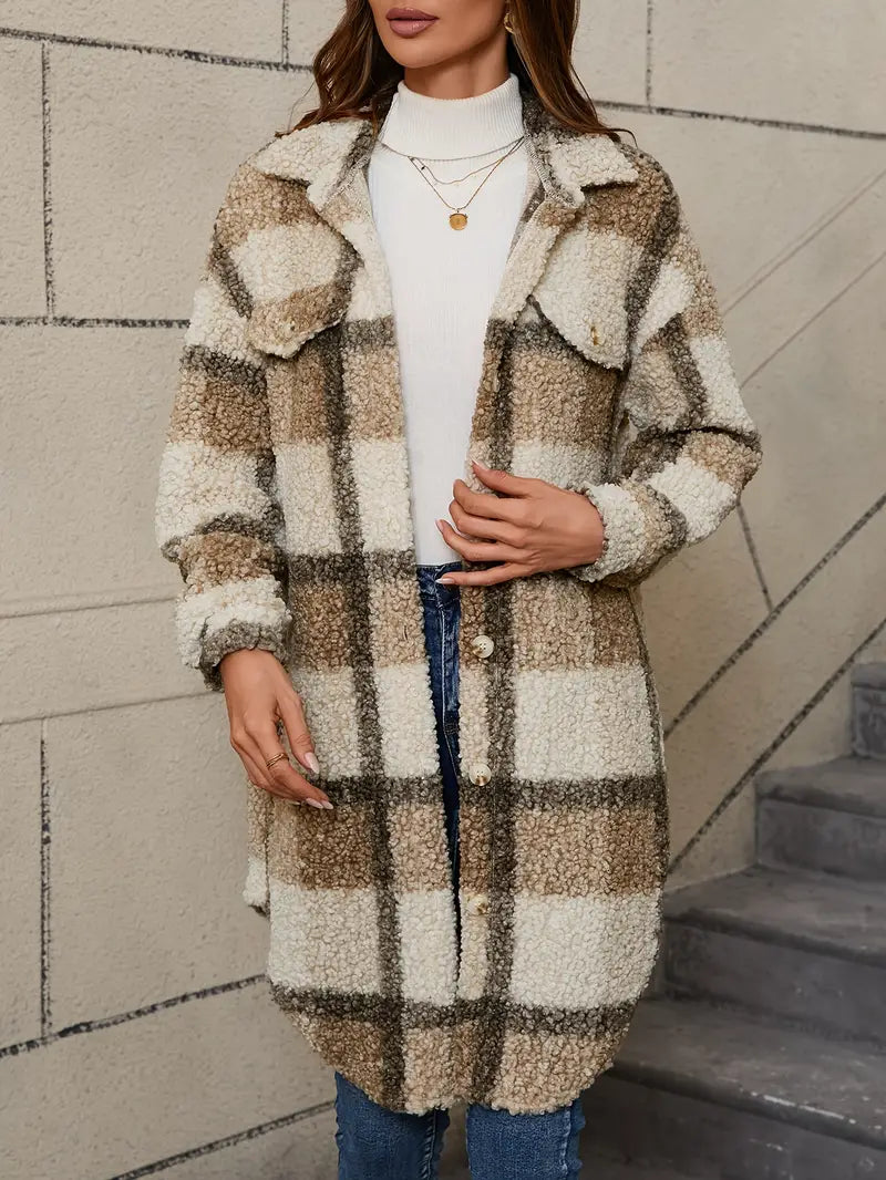 Isabelle™ | Comfortable Checked Teddy Jacket