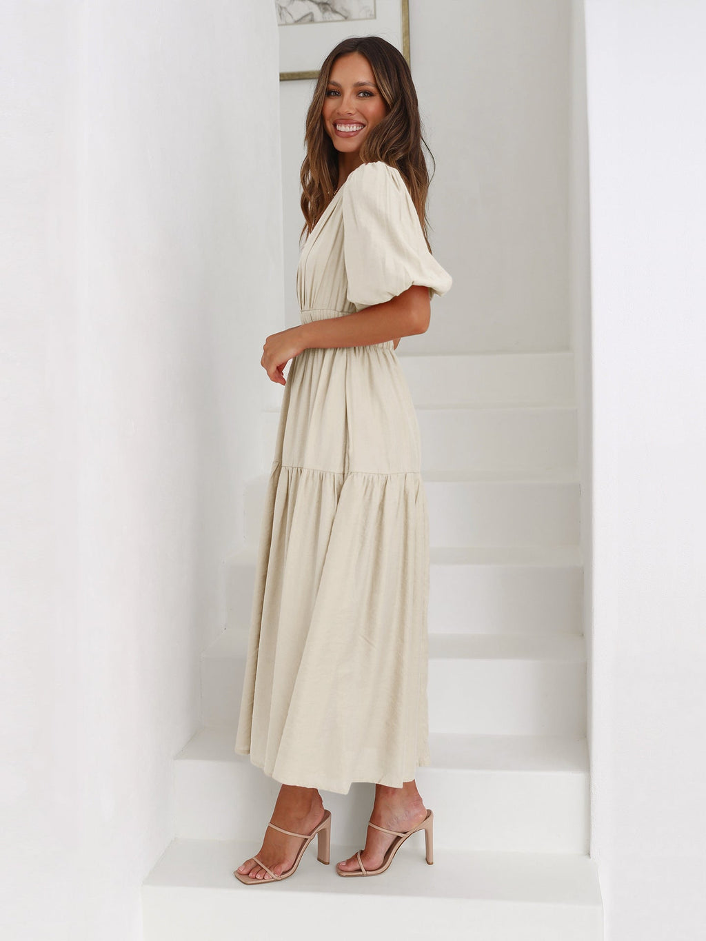 Noelle Timeless Midi Dress with V-Neckline