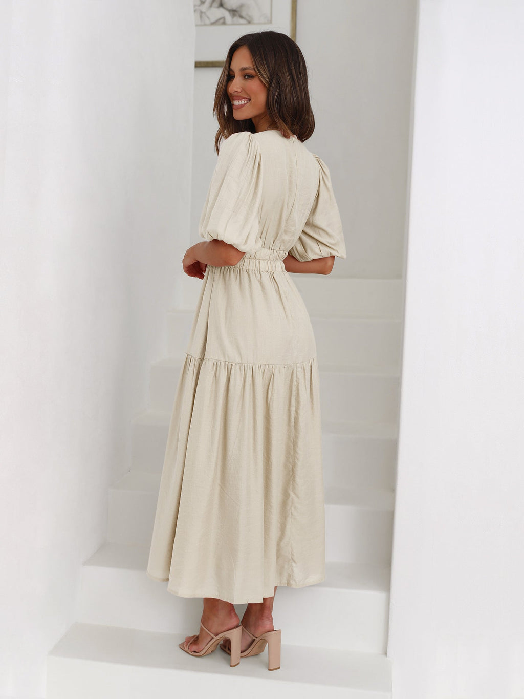 Noelle Timeless Midi Dress with V-Neckline