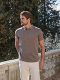 Brown Knit Polo with Zipper