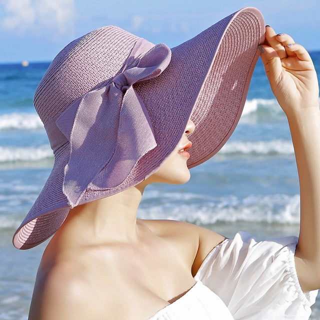 Light Purple Lilac Hat – Straw Beach Sun Protection Hat