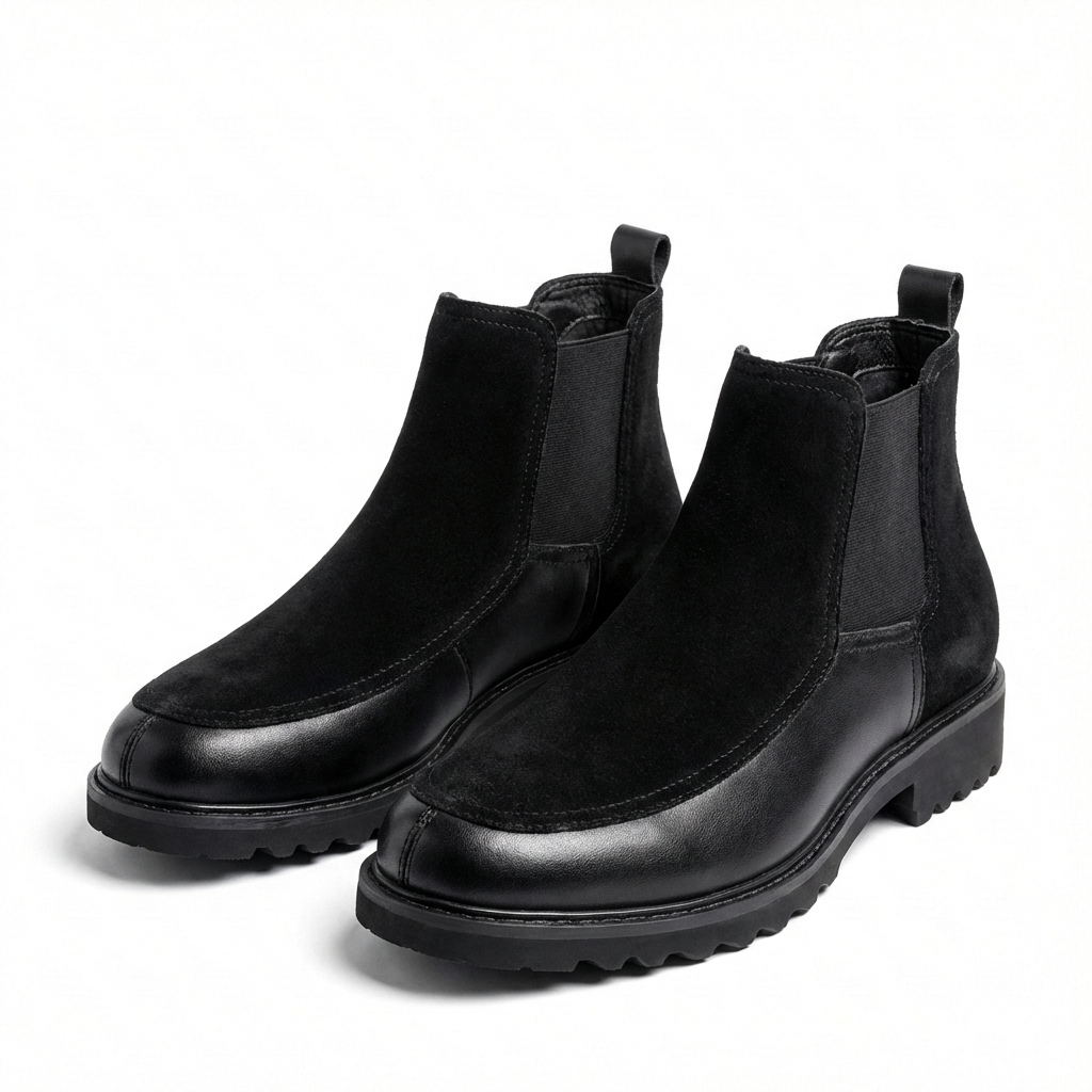 Textured Leather Chelsea Boots