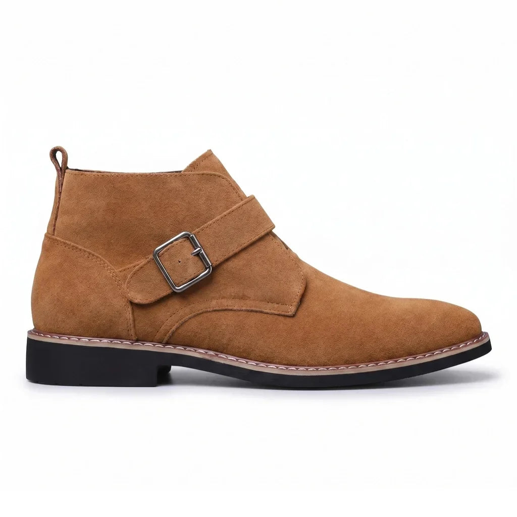 Suede Monk Strap Boots