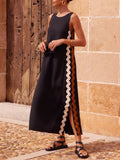 Zara Elegant Midi Dress with Round Neckline