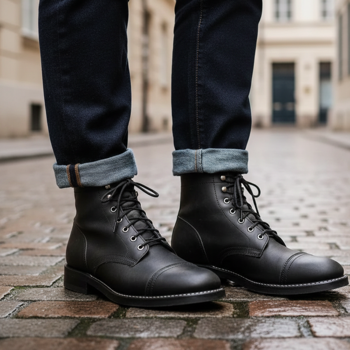 Leather Lace-Up Combat Boots
