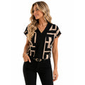 Women's Blouse Geometric V-Neck Short Sleeve Casual Top
