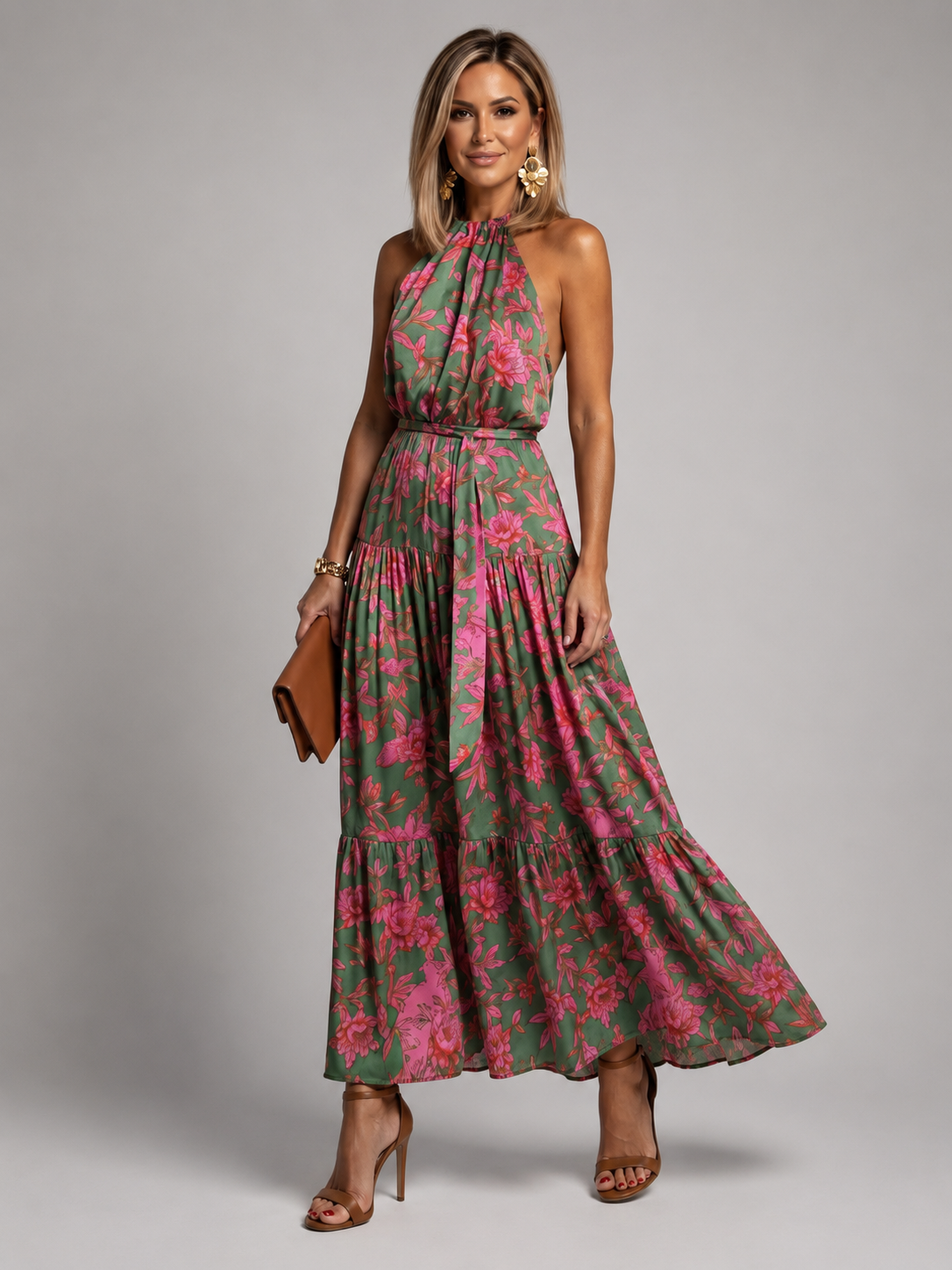 Elara Draped Halter Midi Dress