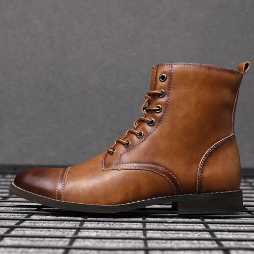 Cap Toe Leather Ankle Boots