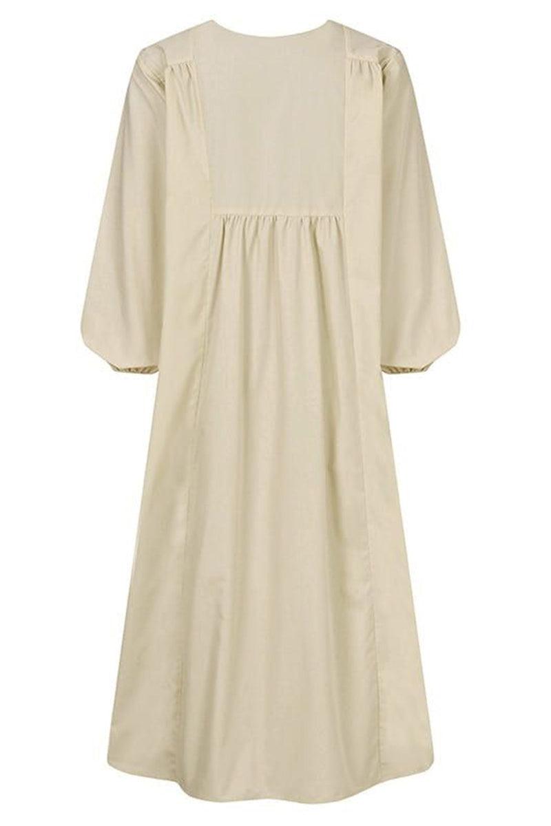 Autumn Elegant Midi Dress with V-Neckline