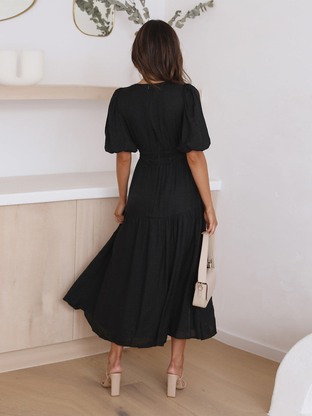 Noelle Timeless Midi Dress with V-Neckline