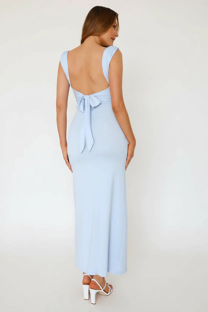 Women's Maxi Dress Sienna Satin V-Neck Long Sleeve Elegant Evening Wear