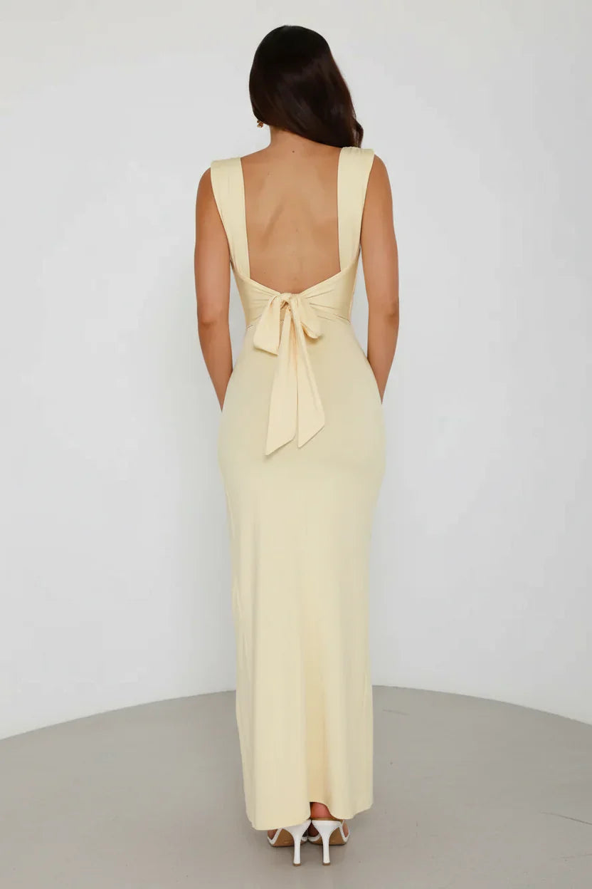 Women's Maxi Dress Sienna Satin V-Neck Long Sleeve Elegant Evening Wear