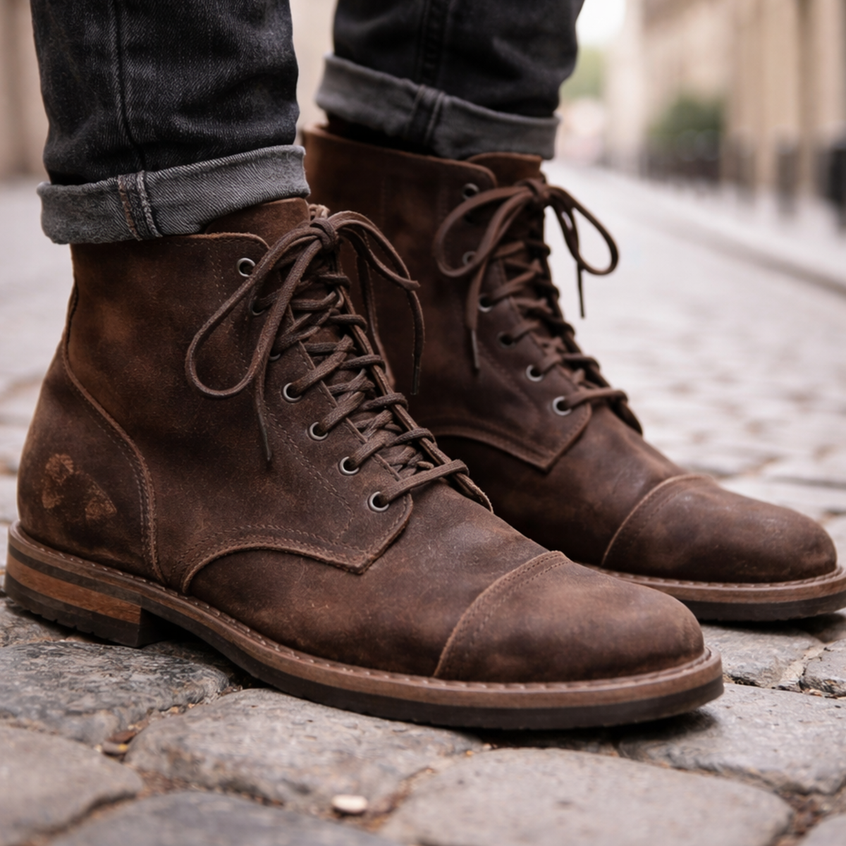 Leather Lace-Up Combat Boots