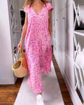 Lantern Sleeve Notch-Collar Print Dress