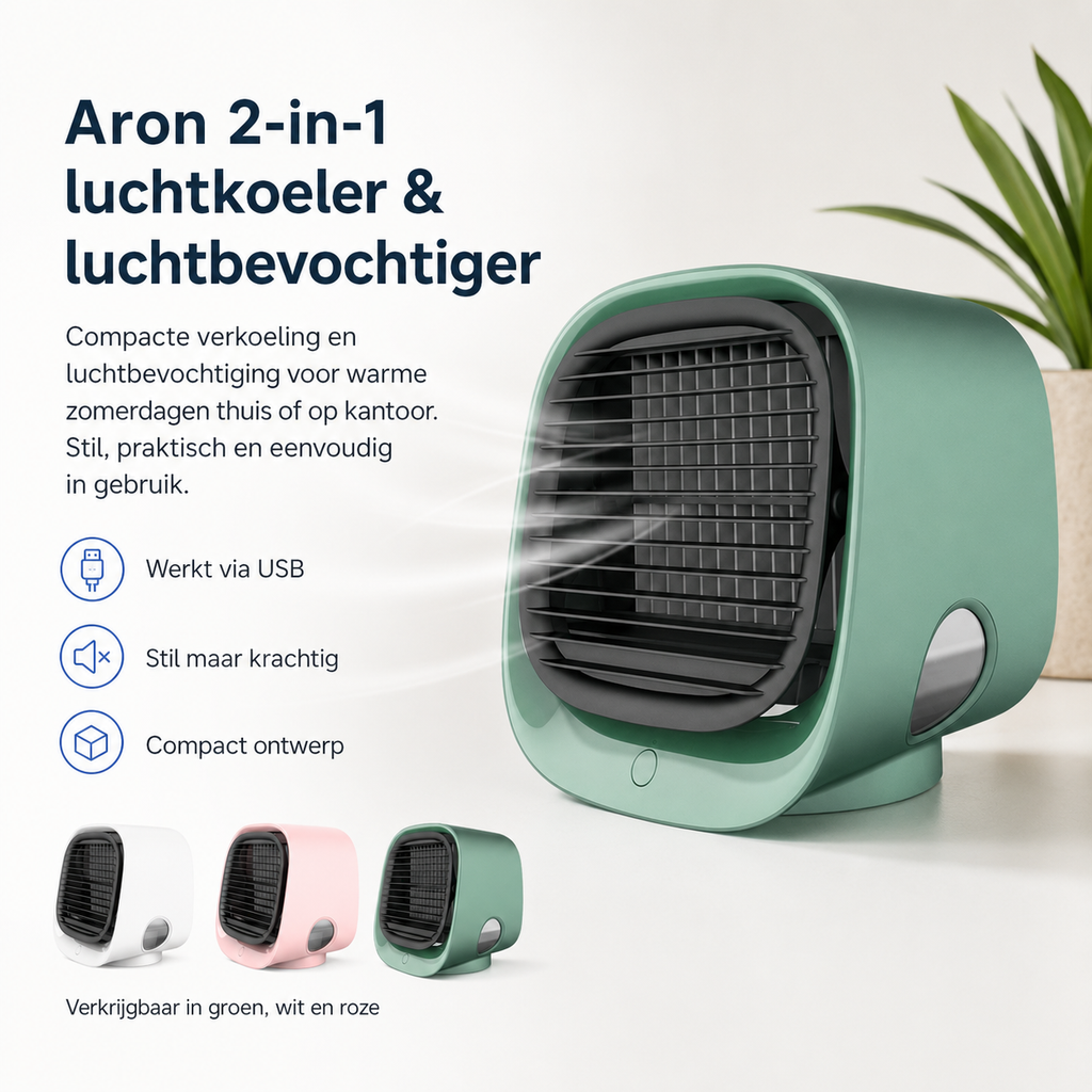 Aron Compact Air Conditioner | 2-in-1 Air Cooler & Humidifier for Home or Office