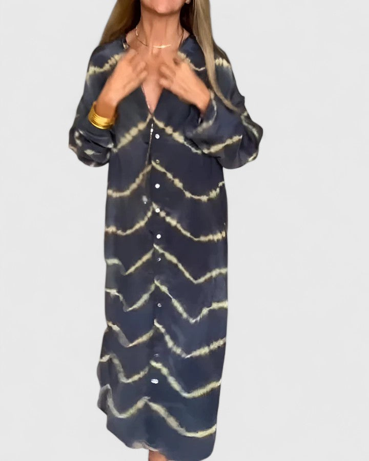 Nova Relaxed Midi Dress with V-Neckline