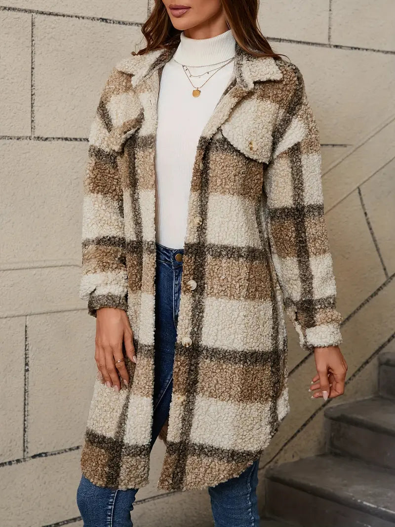 Isabelle™ | Comfortable Checked Teddy Jacket