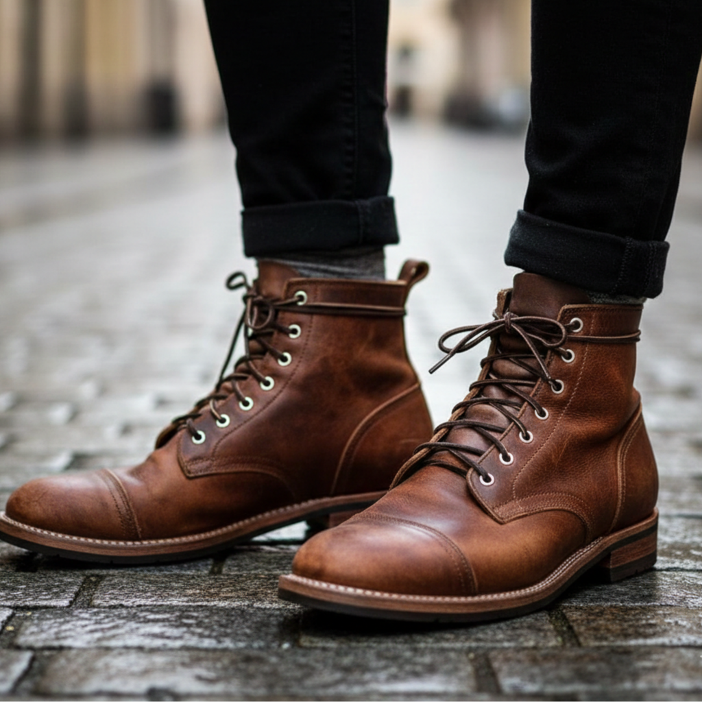 Leather Lace-Up Combat Boots