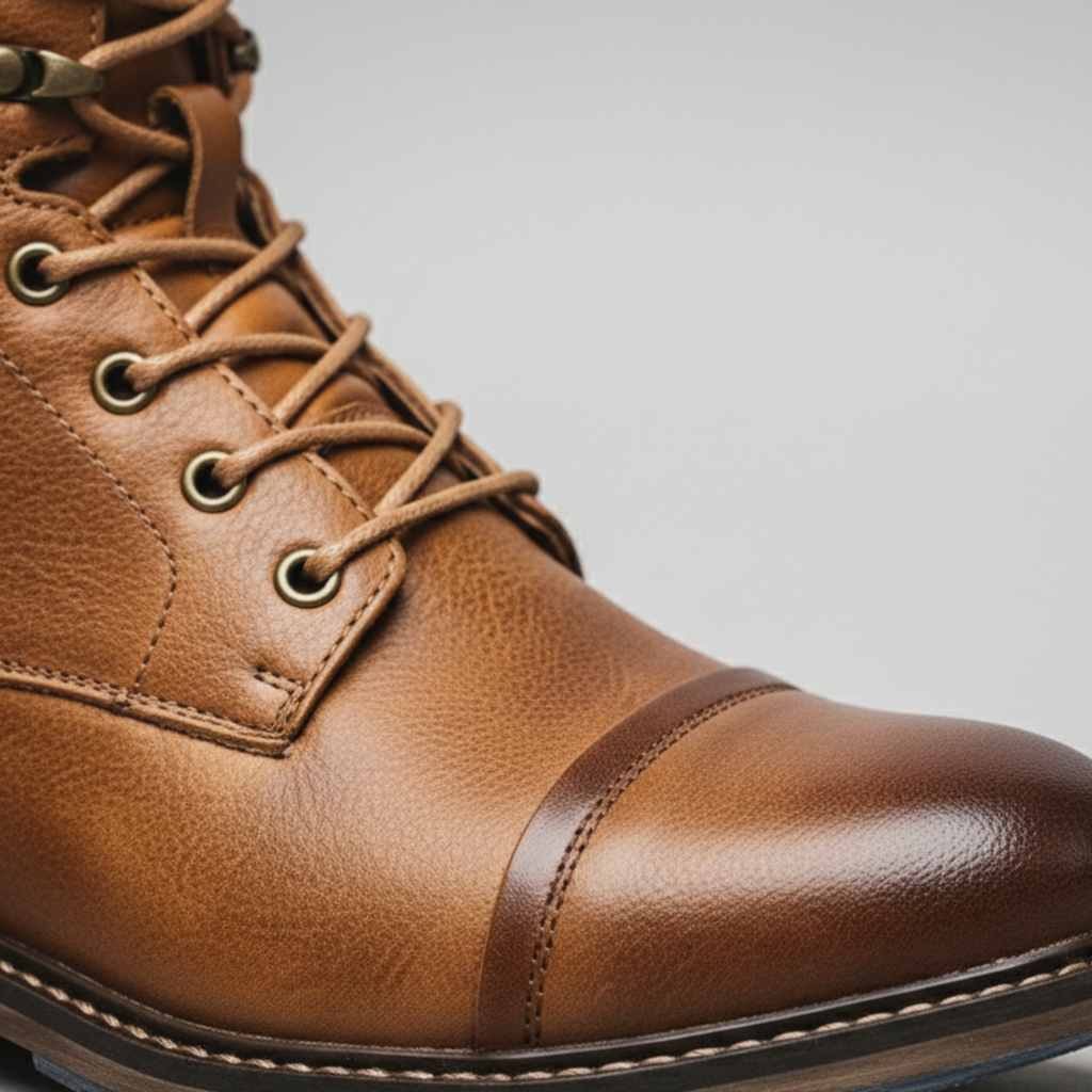 Cushioned Leather Lace-Up Boots