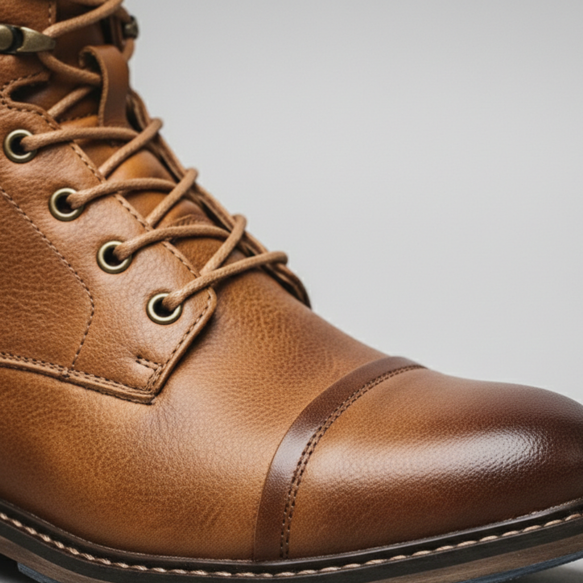 Cushioned Leather Lace-Up Boots