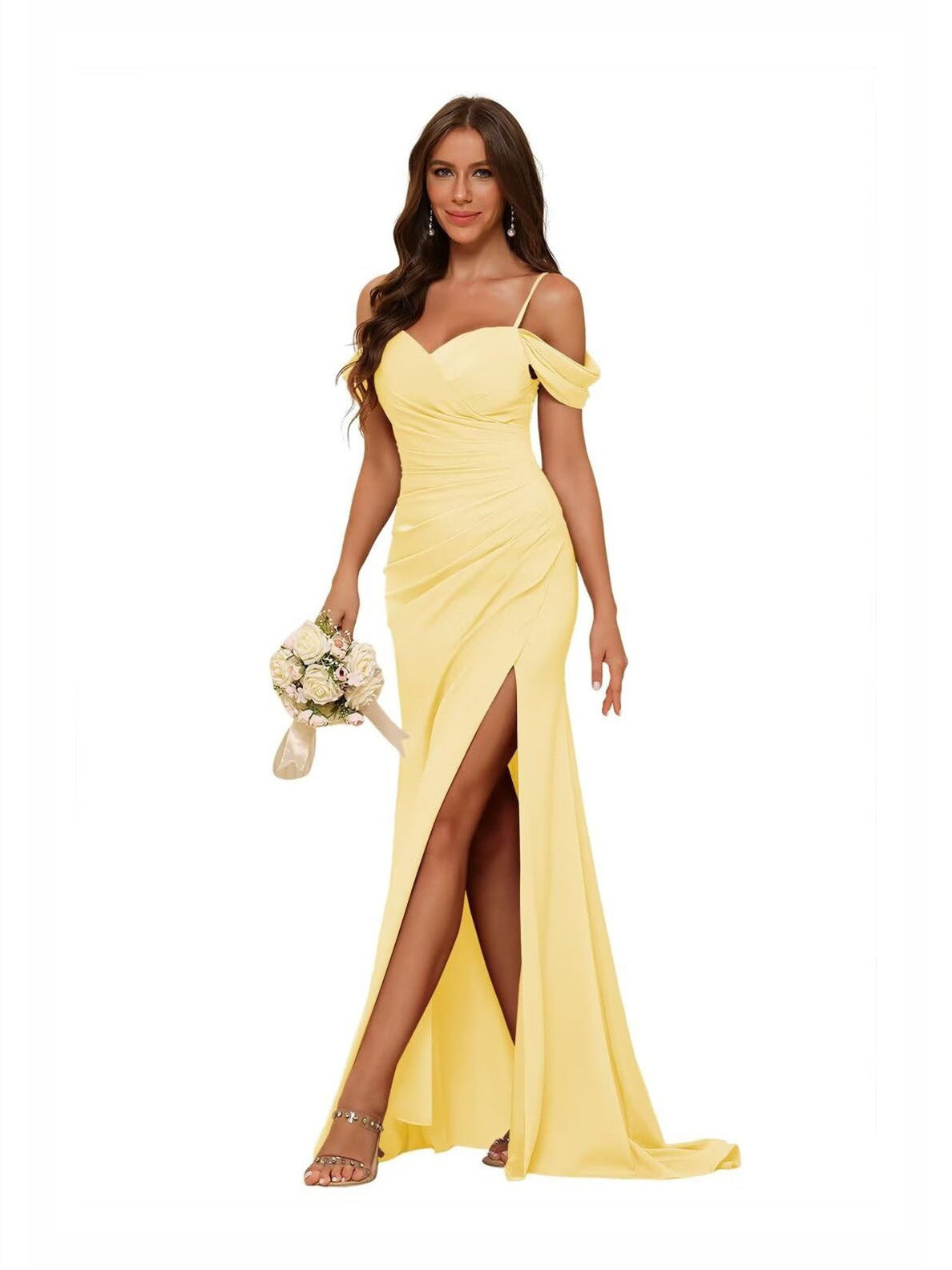 Women's Bridesmaid Dress Mermaid Trumpet Sweetheart Sleeveless Floor-Length
