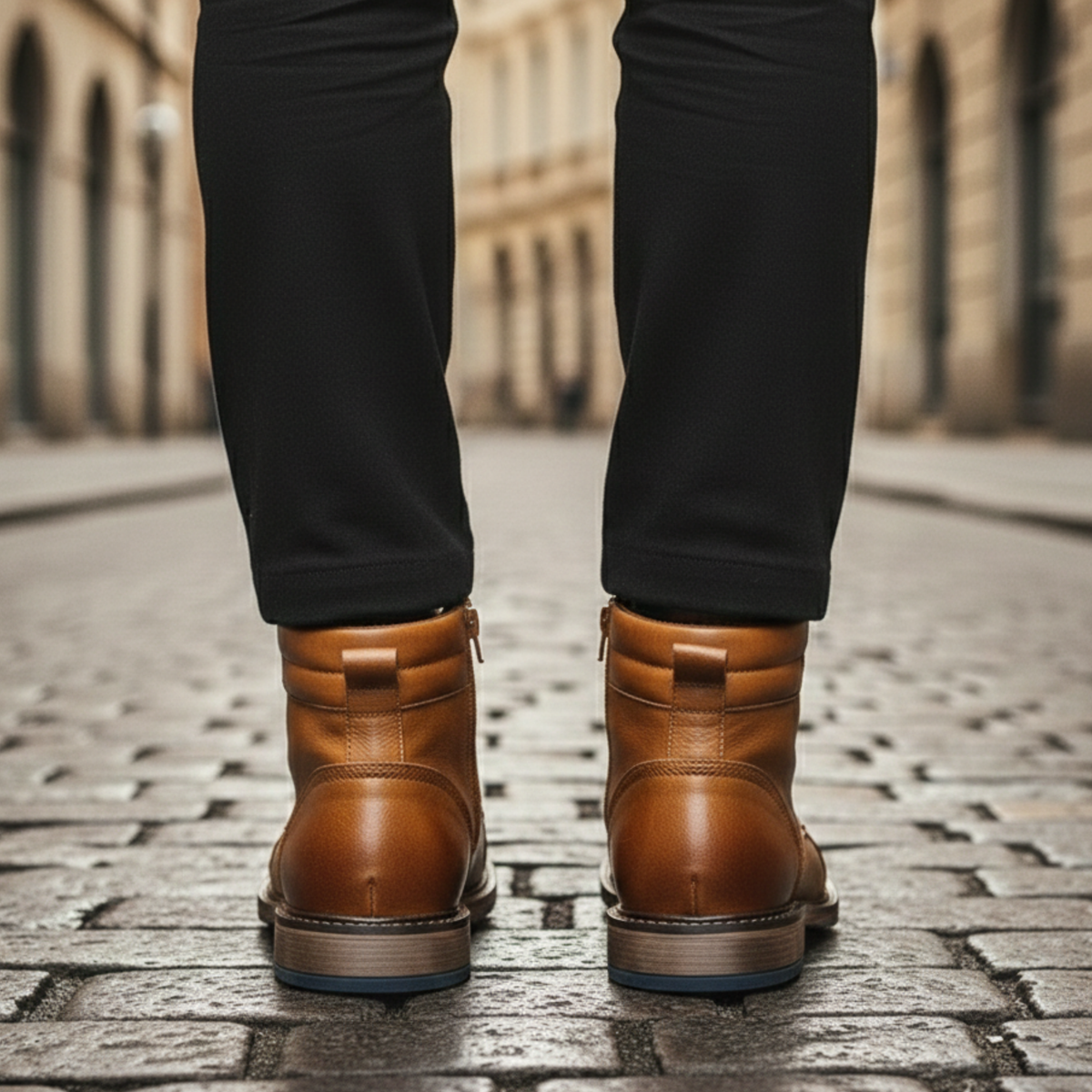 Cushioned Leather Lace-Up Boots