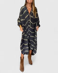 Nova Relaxed Midi Dress with V-Neckline