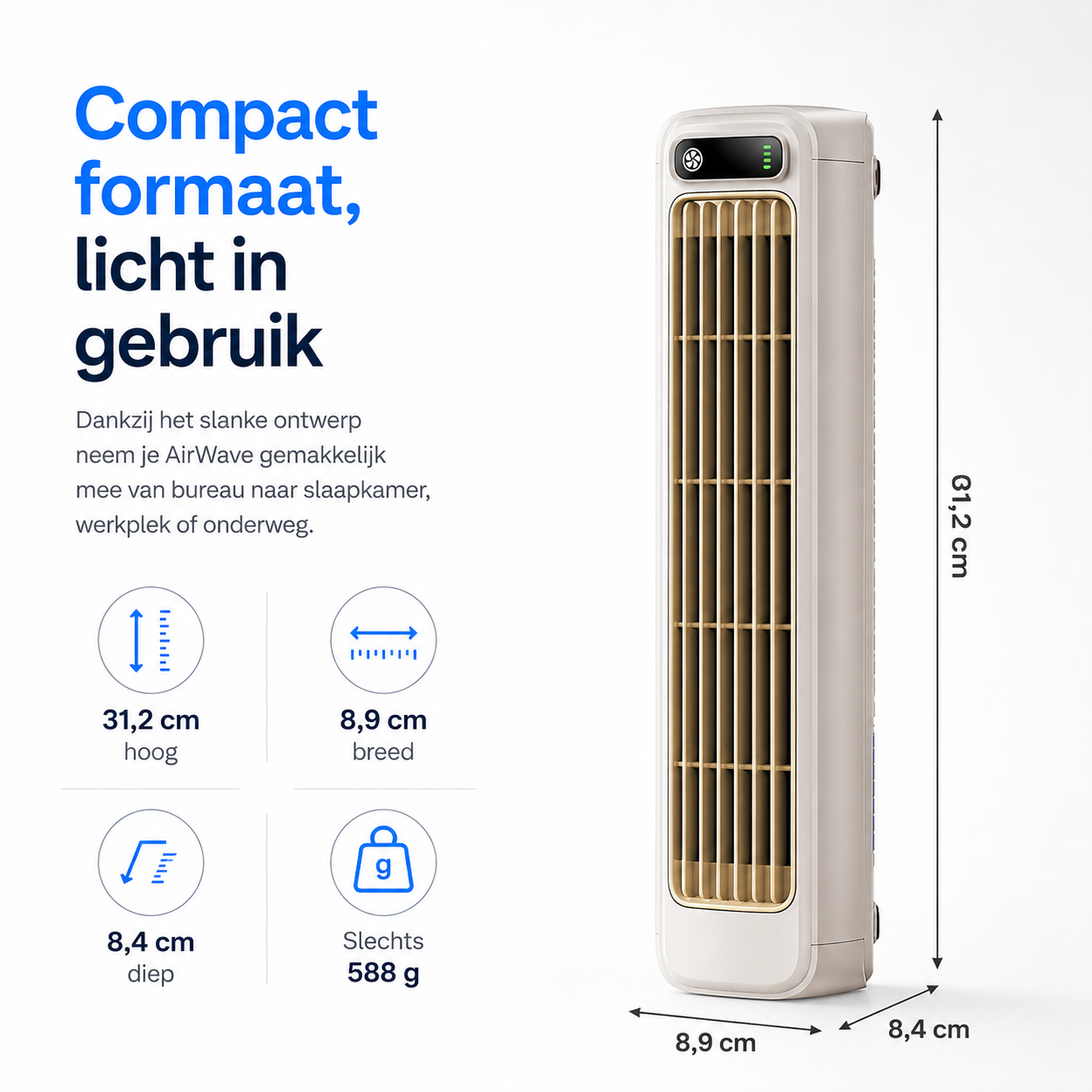 AirWave – Portable Rechargeable Air Conditioner with 12-Hour Battery Life