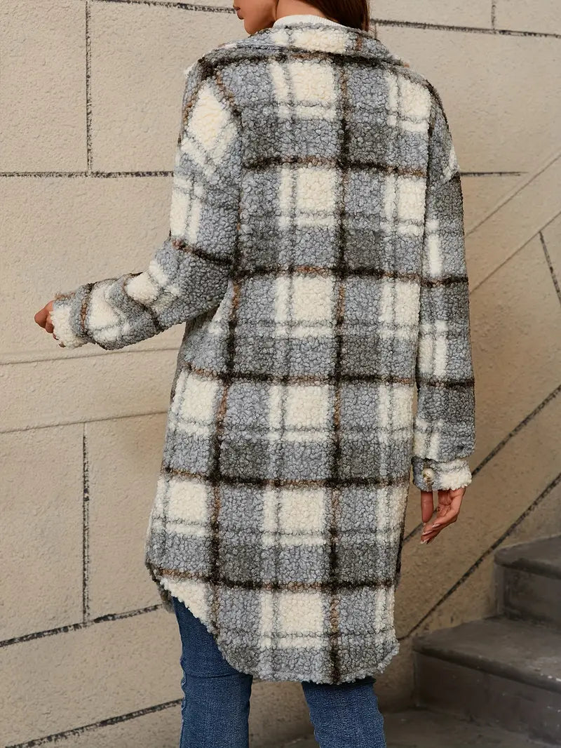 Isabelle™ | Comfortable Checked Teddy Jacket