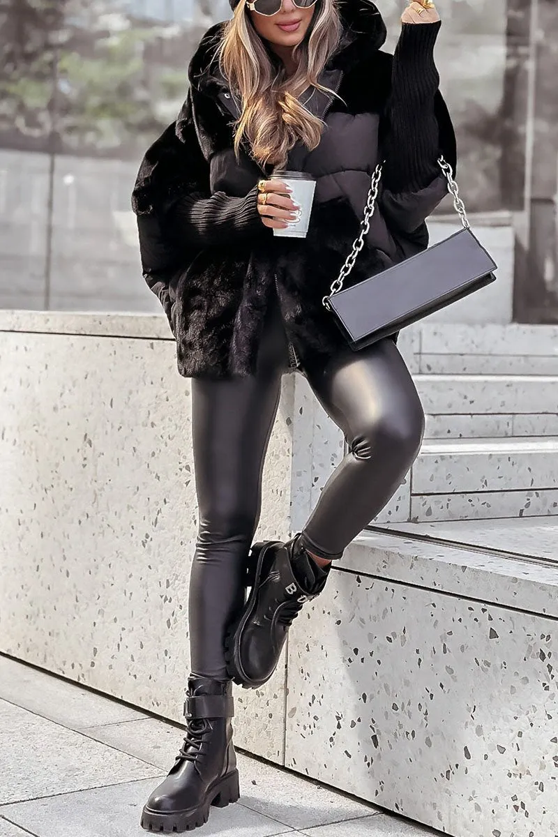 Oversized Teddy Puffer Coat with Hood
