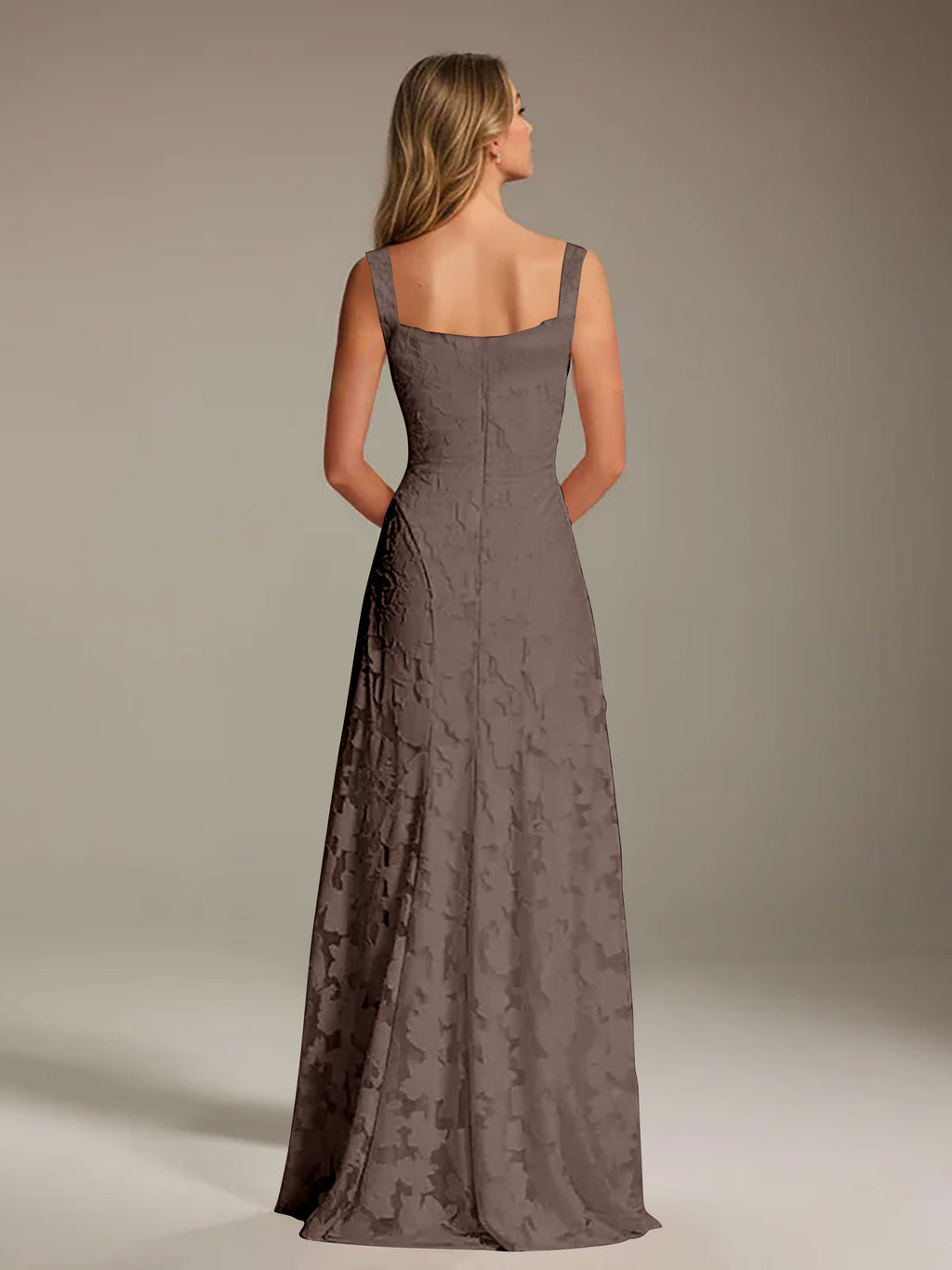 Floral Lace Bridesmaid Dress – A-Line Square Neck Sleeveless Floor-Length Evening Dress