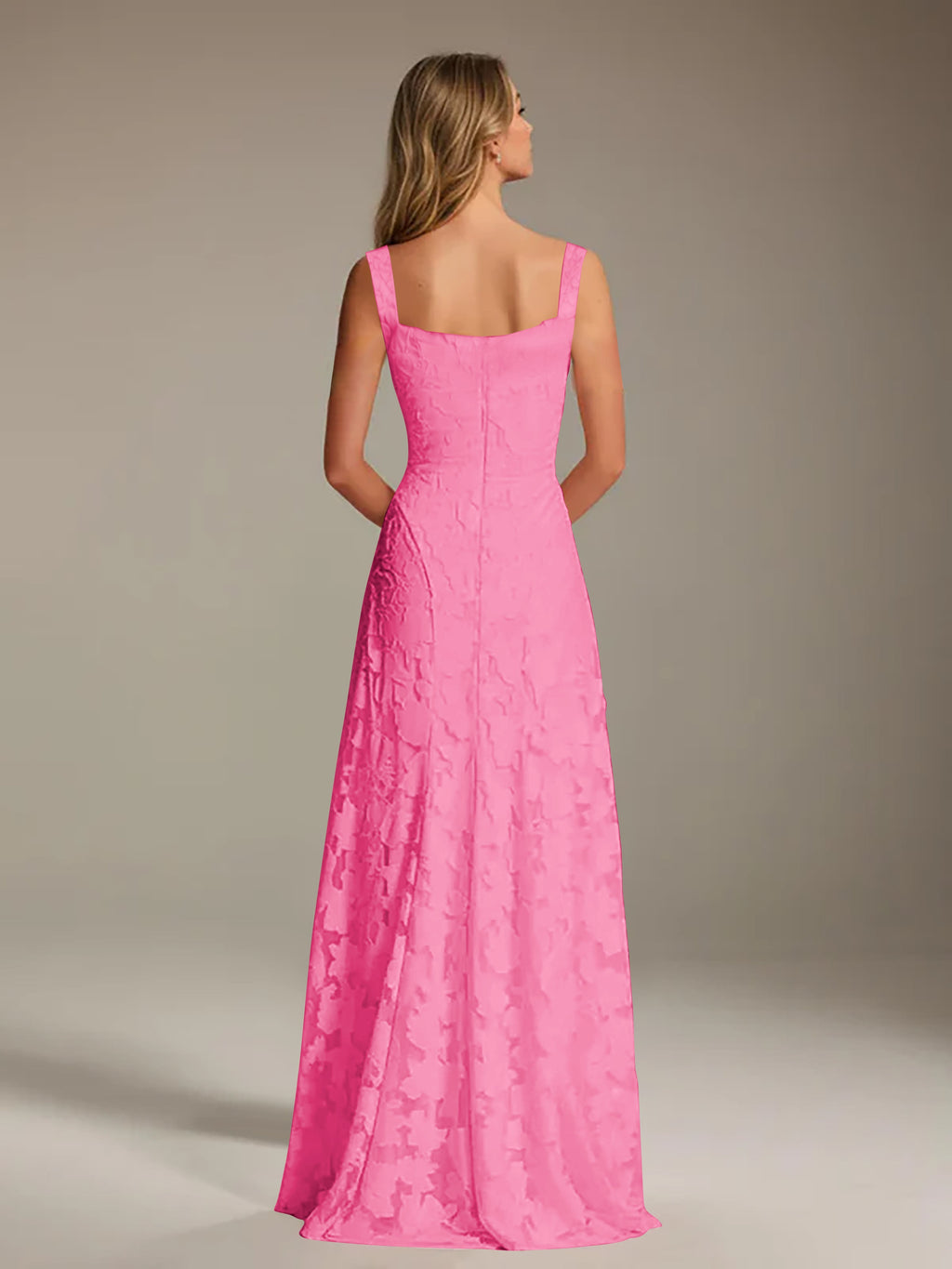 Floral Lace Bridesmaid Dress – A-Line Square Neck Sleeveless Floor-Length Evening Dress