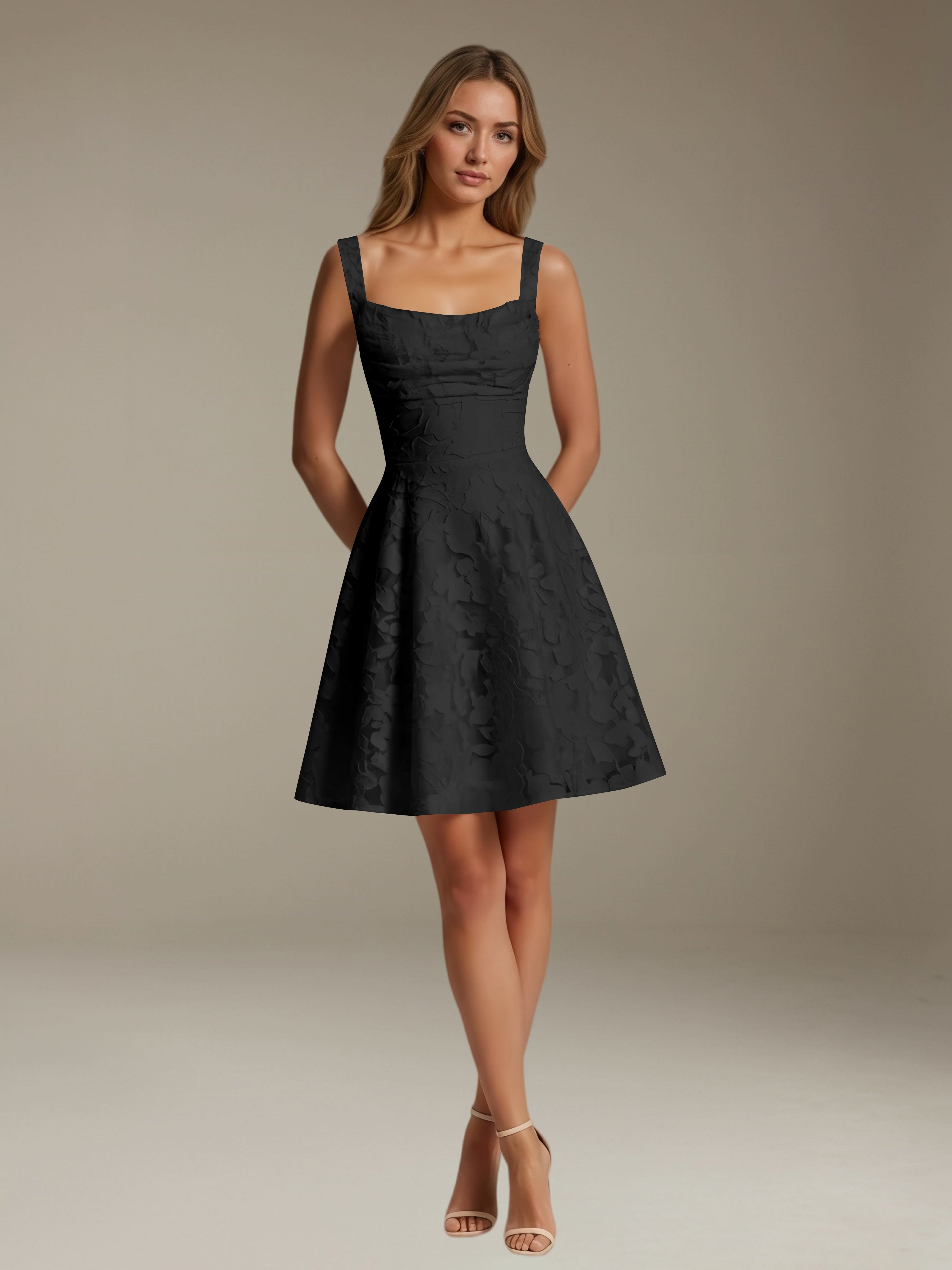 Women's Floral Lace A-Line Square Neck Sleeveless Mini Dress | Formal