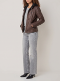 Amber | Women's Biker Jacket with Detachable Hood and Long Sleeves