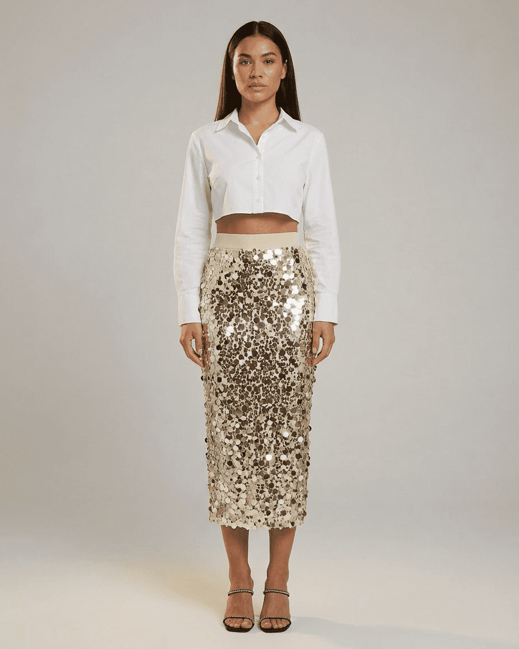 Women’s Skirt | Midi Length | Sequin Look & High Waist