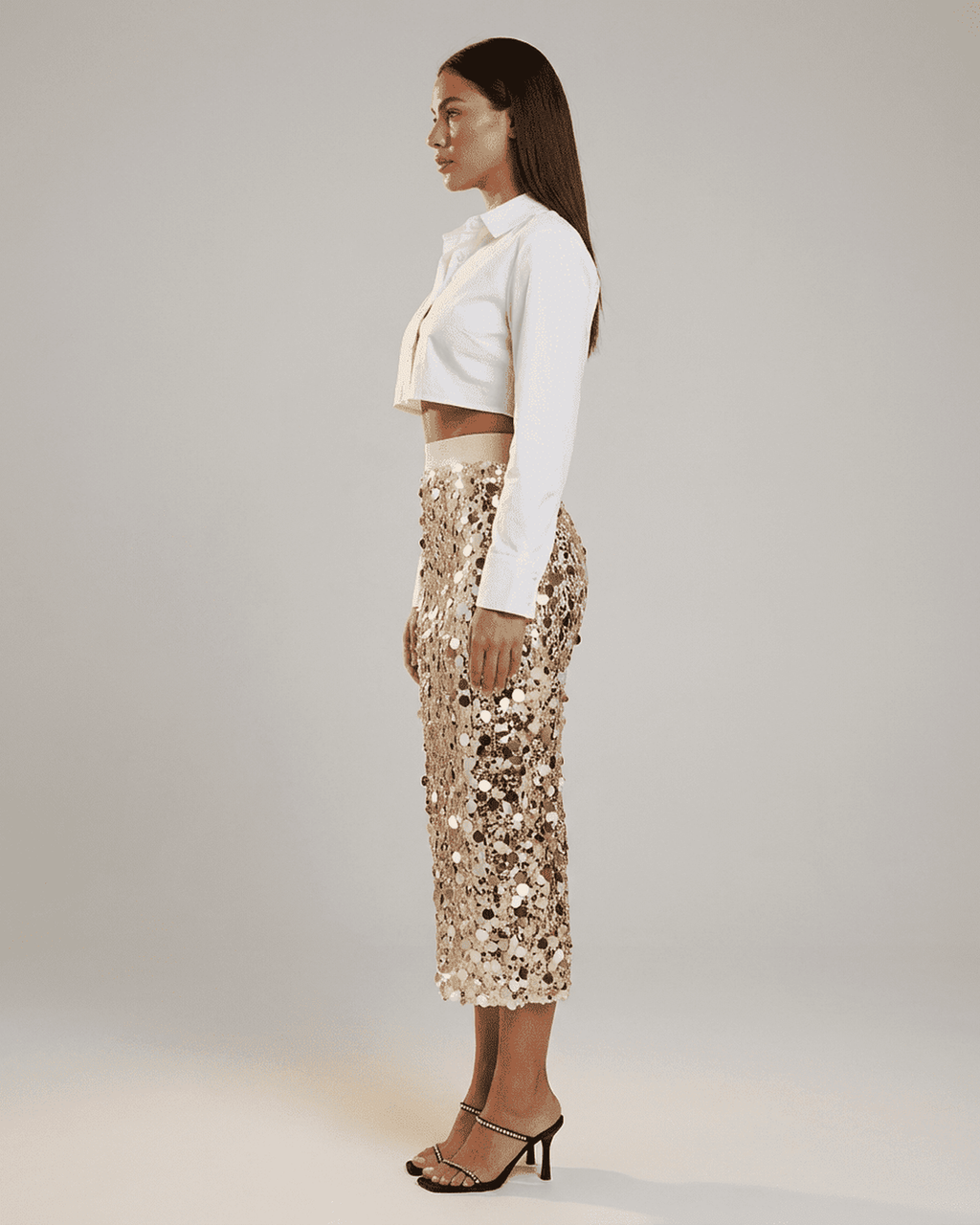 Women’s Skirt | Midi Length | Sequin Look & High Waist