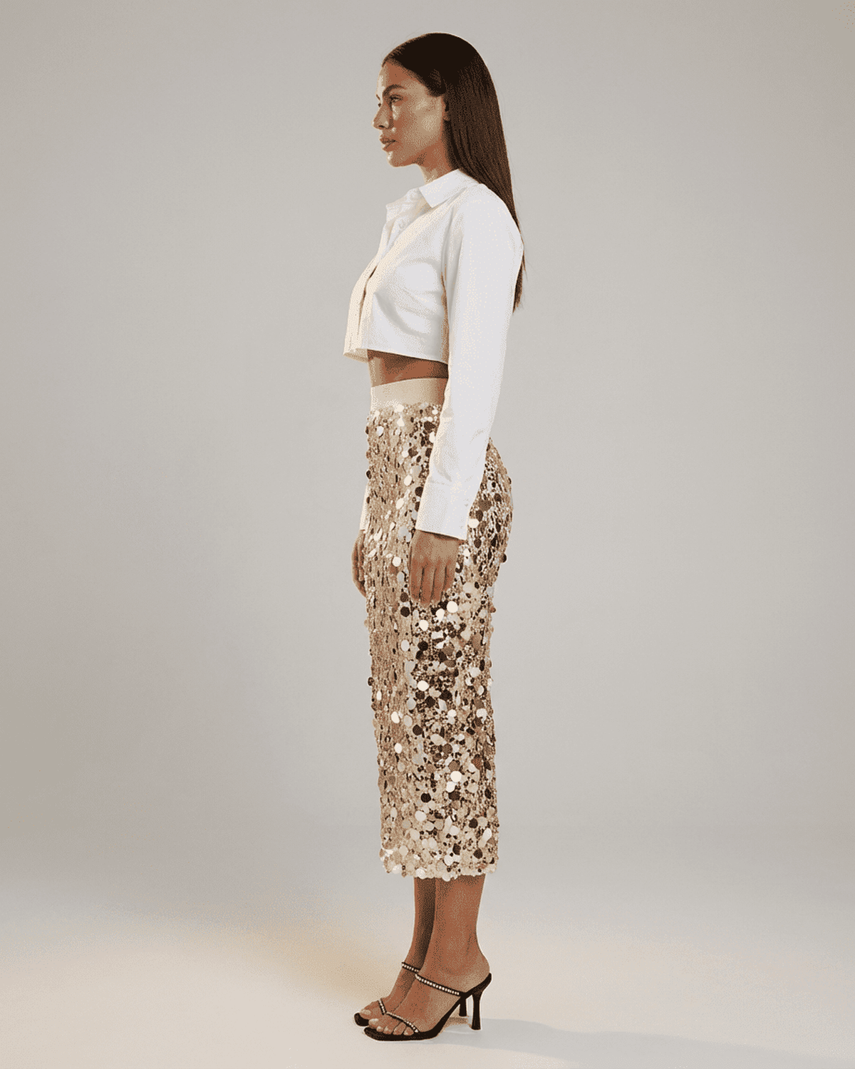 Women’s Skirt | Midi Length | Sequin Look & High Waist