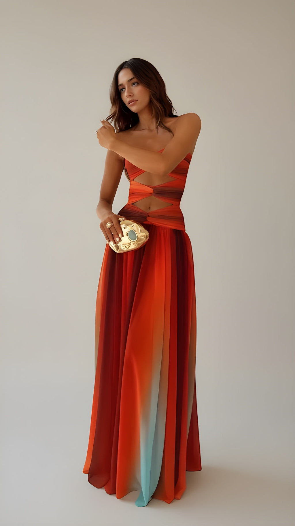 Dress | Strapless | Maxi Length | Cut-Out Design