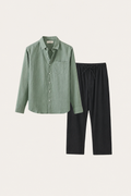 Pisa Linen Set Long Sleeve Green/Black