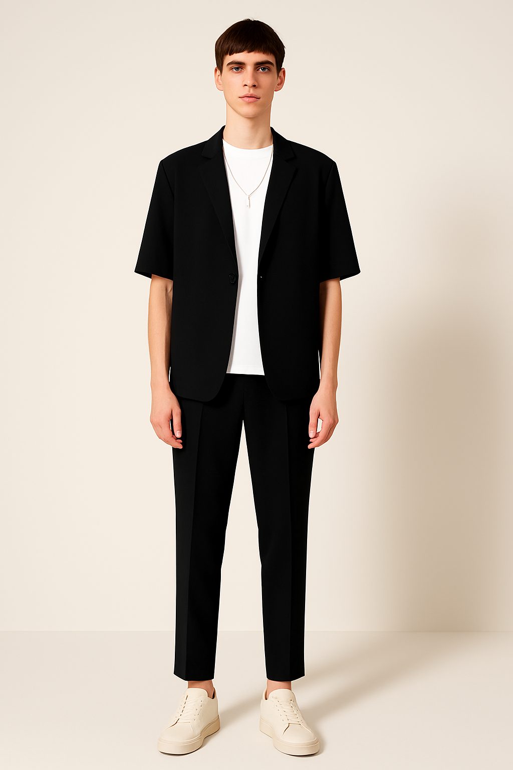 Short-Sleeve Jacket and Trousers – Two-Piece Set