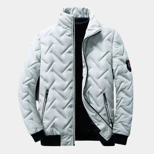 Chevron Quilted Bomber Jacket with Lightweight Insulation 0