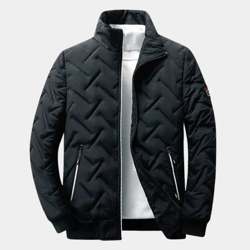 Chevron Quilted Bomber Jacket with Lightweight Insulation 1