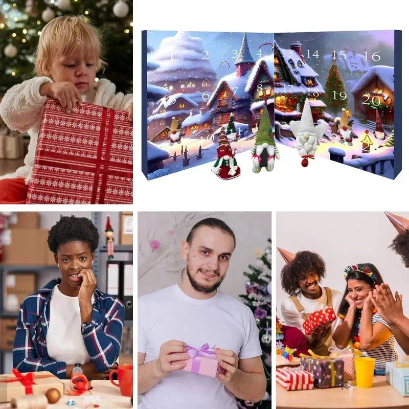 Christmas Advent Calendar with 5 Plush Gnomes for Festive Countdown 3