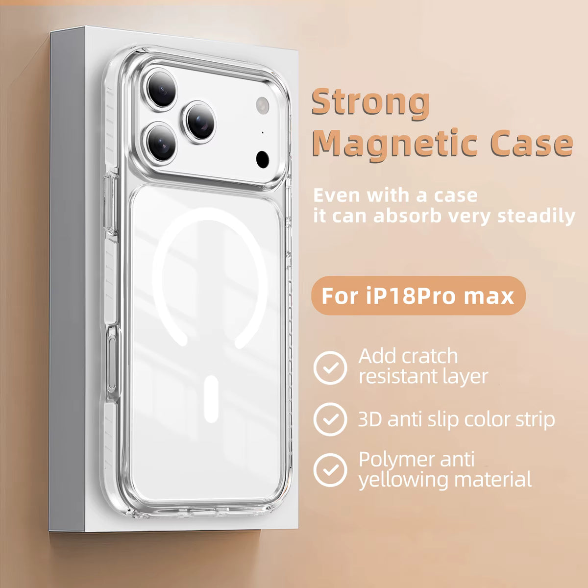 Clear MagSafe Compatible Magnetic Case for iPhone 17 and 18 Pro Max 13