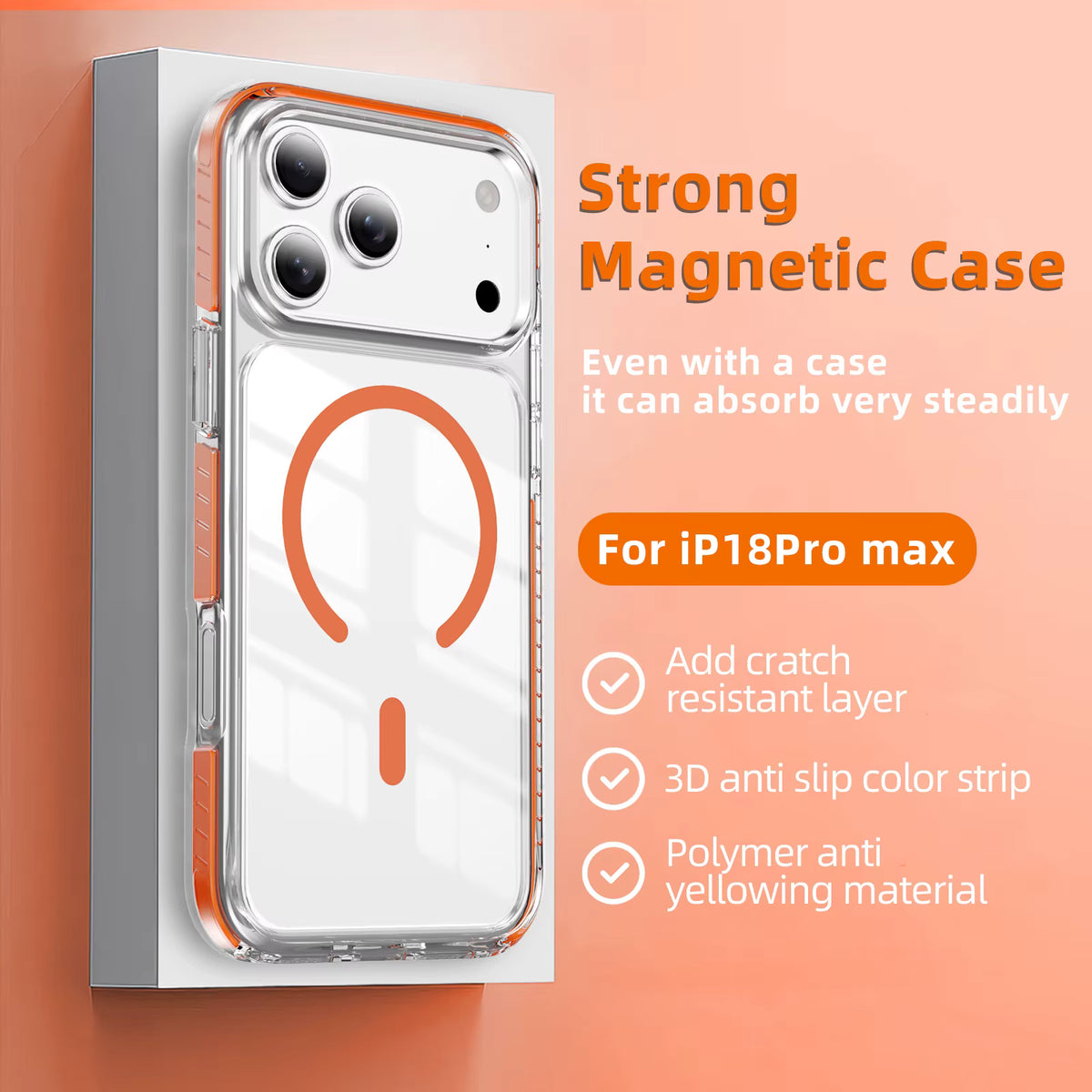 Clear MagSafe Compatible Magnetic Case for iPhone 17 and 18 Pro Max 6
