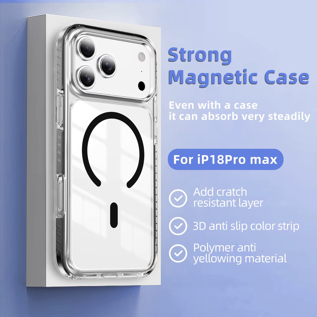 Clear MagSafe Compatible Magnetic Case for iPhone 17 and 18 Pro Max 9