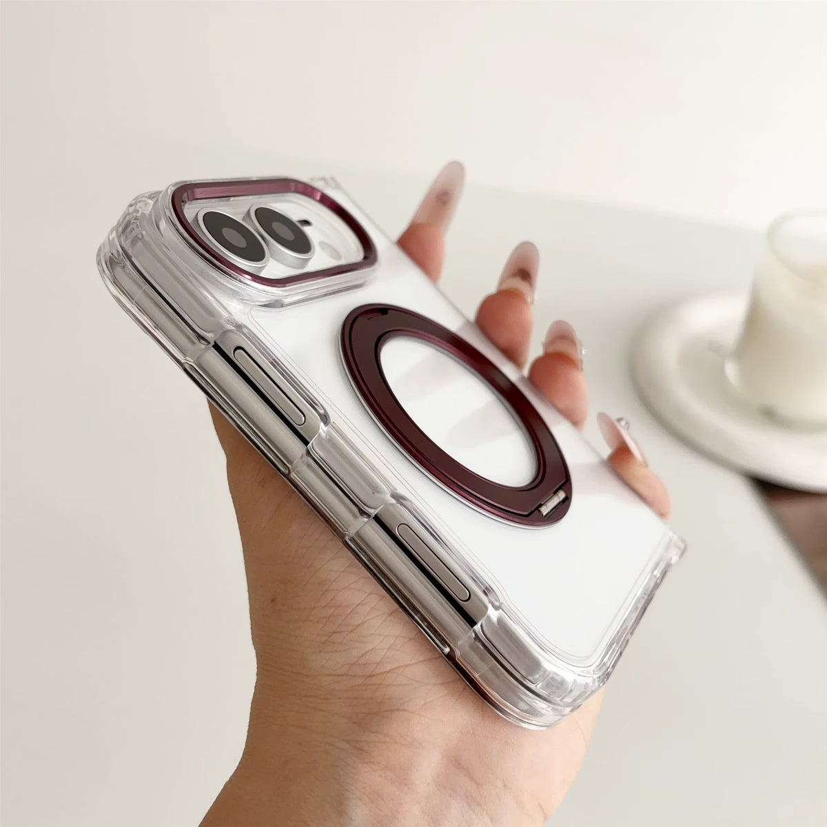 Clear Magnetic Kickstand Case for iPhone 18 Ultra with 360° Rotation 0