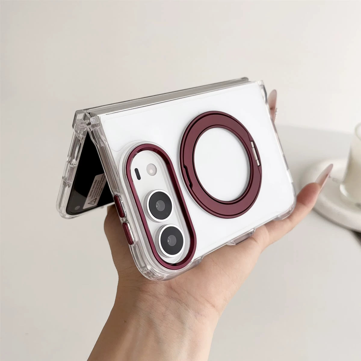 Clear Magnetic Kickstand Case for iPhone 18 Ultra with 360° Rotation 1