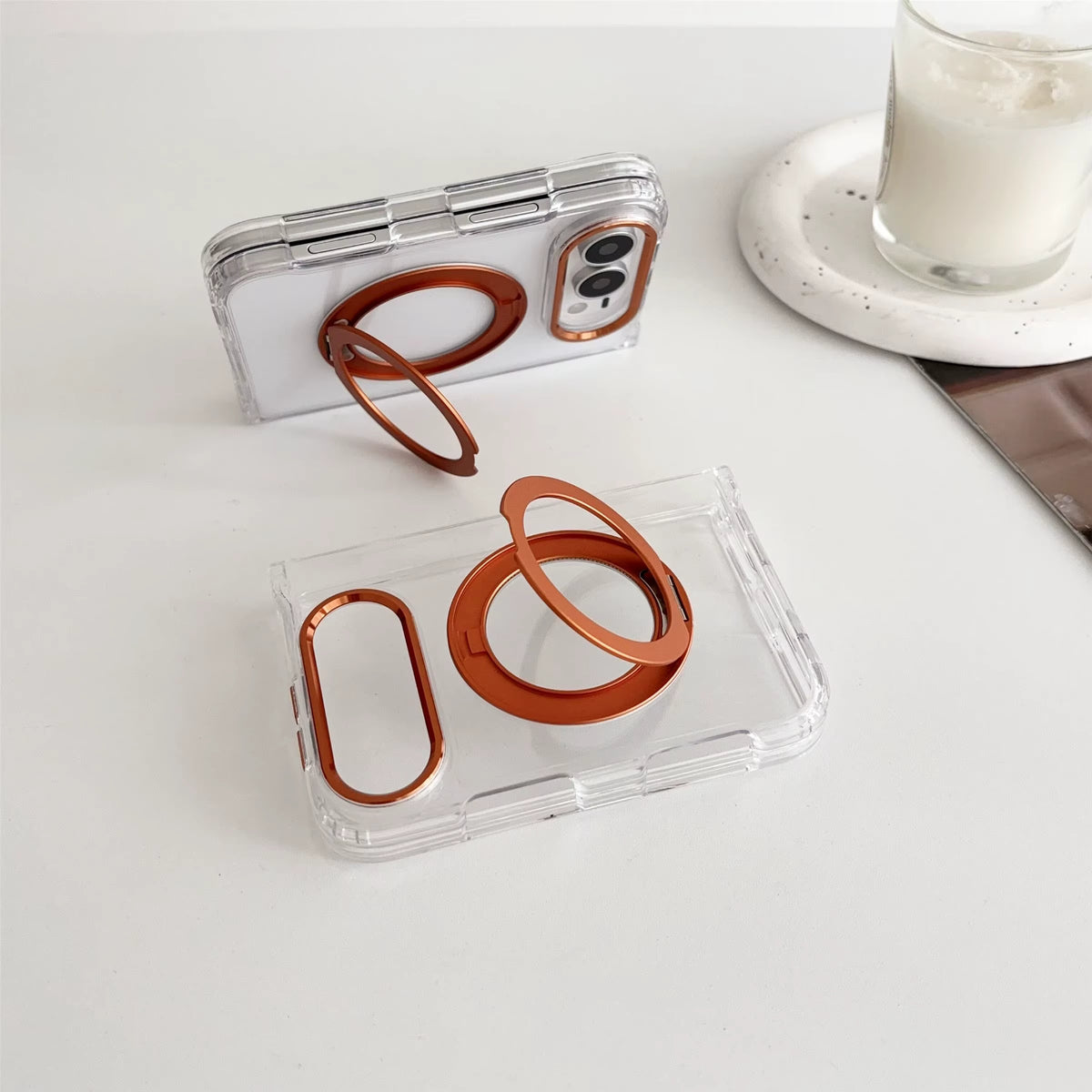 Clear Magnetic Kickstand Case for iPhone 18 Ultra with 360° Rotation 4